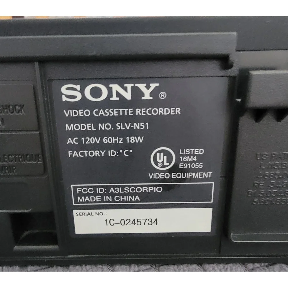 Sony SLV-N51 Hi-Fi Stereo VHS Video Cassette Recorder 19-Head VCR Tested & Works